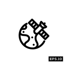 Satellite line Icon Vector. Satellite Icon Symbol Vector Illustration Template For Web and Mobile