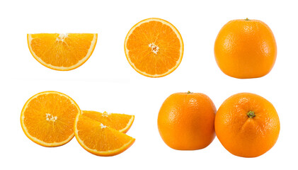 Set of fresh orange isolated on white background