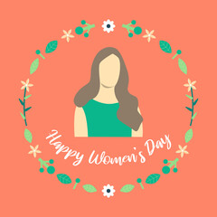 Women with flower around her in Happy women's day vector concept