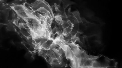 Black White Watercolor. Charcoal Painting. Pale Psychedelic Layout.