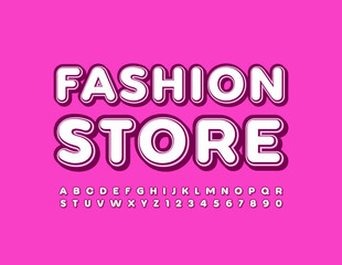 Vector glamour emblem Fashion Store. Stylish retro Font. Set of creative Alphabet Letters and Numbers