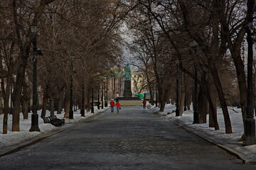 Gogolevsky boulevard of Moscow on a winter day.