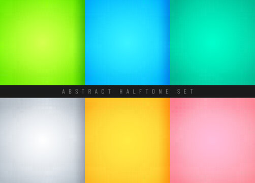 Set of abstract gradient yellow green red grey and blue color halftone comic pattern decorating design background. You can use for artwork, poster, cover, print, book. Vector illustration