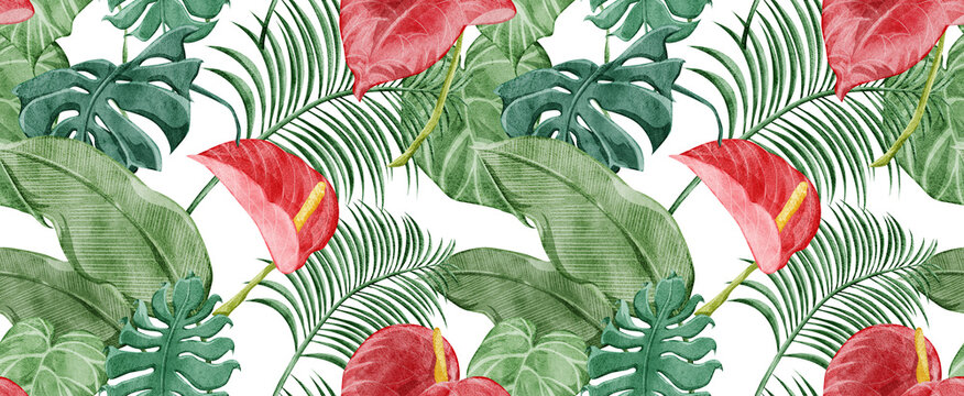 トロピカル南国風植物連続背景パターン © Ko hamari
