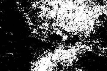 Grunge background black and white. Texture of chips, cracks, scratches, scuffs, dust, dirt. Dark monochrome surface. Old vintage vector pattern