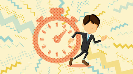 走るスーツ姿の男性のイラスト	