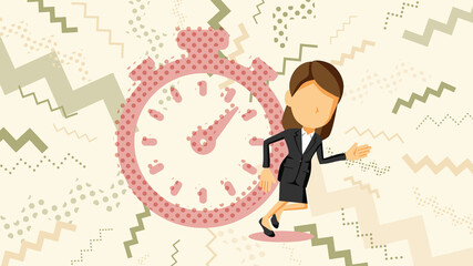 走るスーツ姿の女性のイラスト	