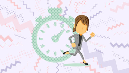 走るスーツ姿の女性のイラスト	