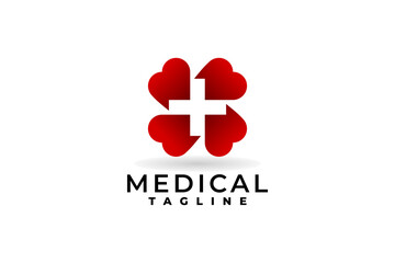 cross shape for medical logo. unique logo for clinic, hospital or pharmaceutical.