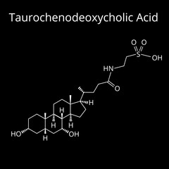 Taurochenodeoxycholic acid. Bile acid. Chemical molecular formula of Taurochenodeoxycholic acid. Vector illustration on isolated background