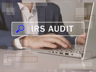  IRS AUDIT Internal Revenue Service text in search bar. Loan officer looking for something at...