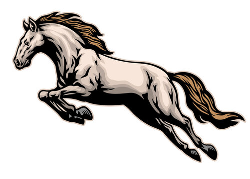 hand drawn of running mustang horse