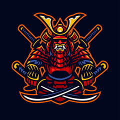 samurai warrior e-sport mascot style