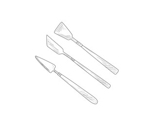 An artistic tool-a palette knife on an isolated background. Traditional art, a painting tool. Vector illustration.