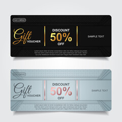 Collection of luxury gift cards and invitations with elegant gold element decoration. Vector layout design template can use for company business voucher, ticket, coupon shop in holiday event