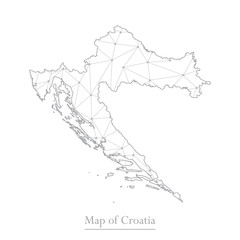 Vector map of Croatia with trendy triangles design polygonal abstract. Vector illustration eps 10.