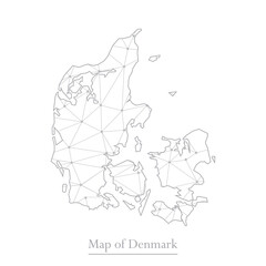 Vector map of Denmark with trendy triangles design polygonal abstract. Vector illustration eps 10.