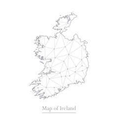 Vector map of Ireland with trendy triangles design polygonal abstract. Vector illustration eps 10.