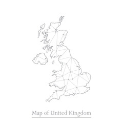 Vector map of United Kingdom with trendy triangles design polygonal abstract. Vector illustration eps 10.