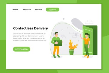 Unique Modern flat design concept of Contactless Delivery for website and mobile website. Landing page template. Easy to edit and customize. Vector illustration