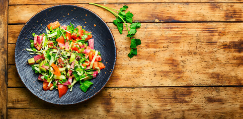 Fototapeta na wymiar Spring fresh vegetable salad