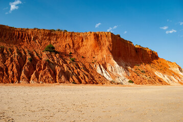 the beautiful red dunes on the coast of the Portuguese algarve