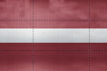 3D Flag of Latvia on metal