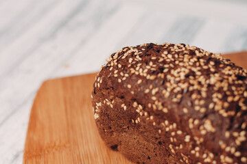 rye whole grain bread cooking home baking wood board