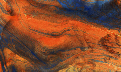blue and orange abstract paint background texture.