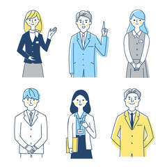 ビジネスマン　男女6人上半身　セット