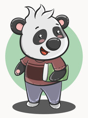 cute panda cartoon back to school