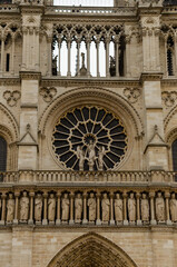 Details of Notre Dame de Paris Cathedral. Paris. France. Gargoyle mythical creature on the roof of Notre Dame de Paris Cathedral. Tower view.