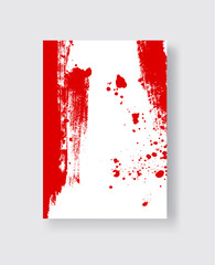 Fototapeta na wymiar Red ink brush stroke on white background. Japanese style.