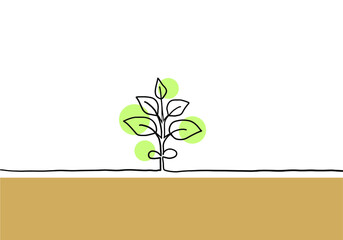 Obraz premium 植物の手描き線画イラスト 色付き
