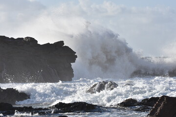 Fototapeta na wymiar The sea demostrating its power against the cliffs