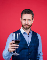 businessman drink red wine. cheers for happy valentines day. alcohol drinking.