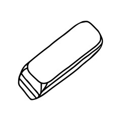 Hand-draw black vector illustration of eraser rubber item isolated on a white background