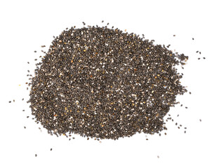 Chia seeds isolated with white background.