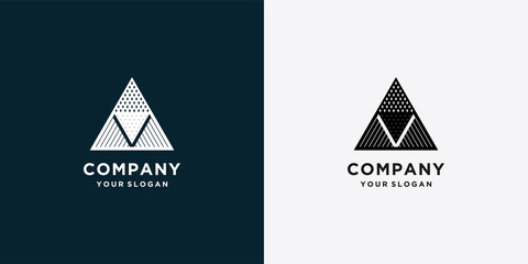 Triangle logo template initial v with creative premium concept