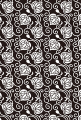 平安有職文様_葵唐草（あおいからくさ）_壁紙・白黒