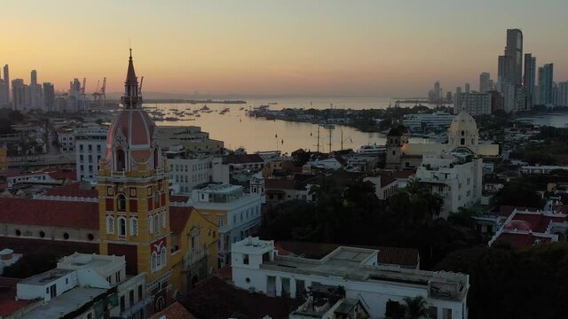 Cartagena de Indias Colombia in a Drone view at the morning with sunrise P2
