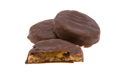 chocolate cookies with caramel isolated