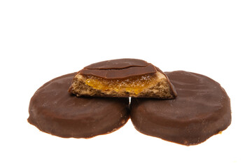 chocolate cookies with caramel isolated
