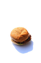 A burger on a white background