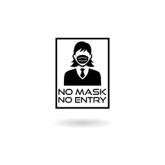 No entry without face mask icon with shadow