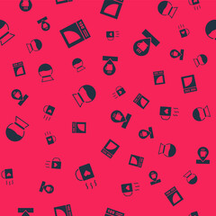 Set Coffee cup and heart, paper filter, Pour over coffee maker and Location with on seamless pattern. Vector.