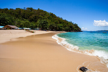 Beautiful view of Pulisan Beach,  peaceful and tranquil,  located in Likupang, Minahasa Utara, Indonesia.