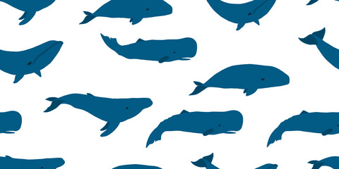 Wild Whales. Seamless Pattern for your design