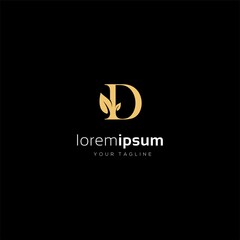 initial letter D leaf elegant luxury logo icon design elemets abstract