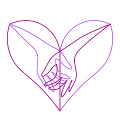 two outline female hands in heart